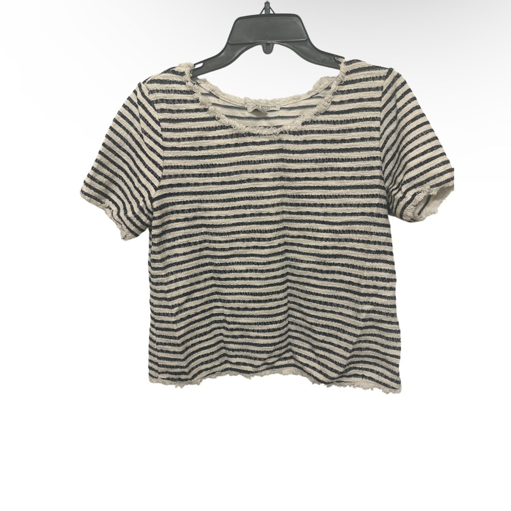 Green Envelope Los Angeles preowned size L Striped Black and Navy Blue Top